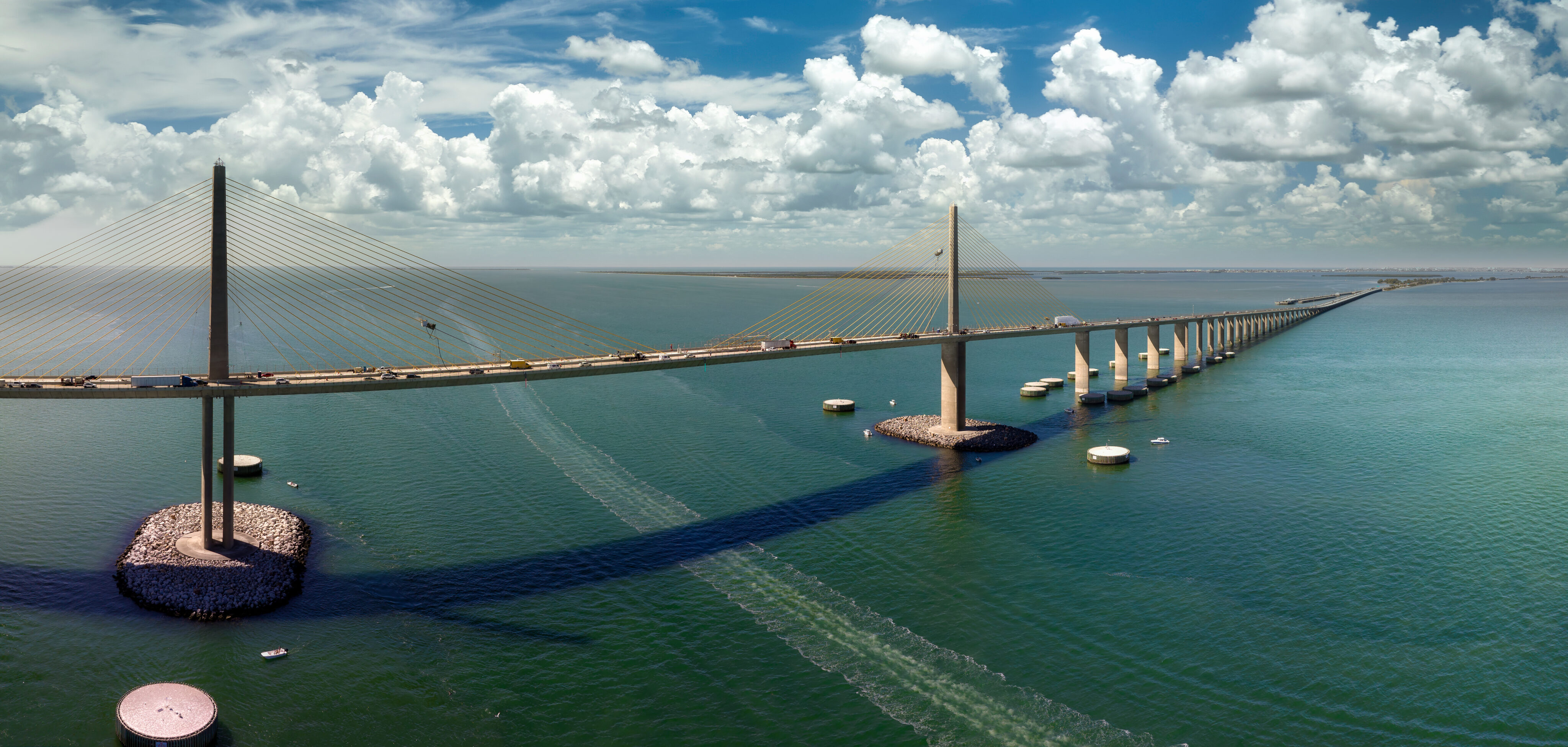 Sunshine Skyway Bridge spanning Tampa Bay under a clear sky